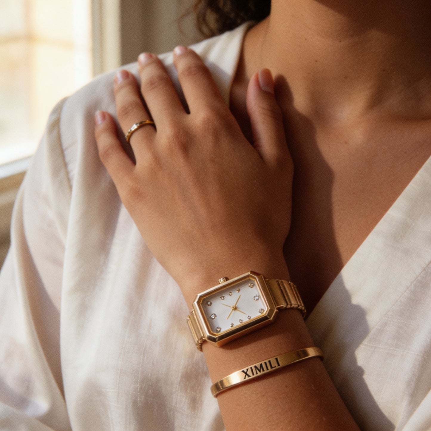 Reloj Rectangular Oro - Pixie